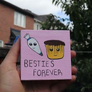 Handmade 3x3inch Mini Canvas, and free wood easel